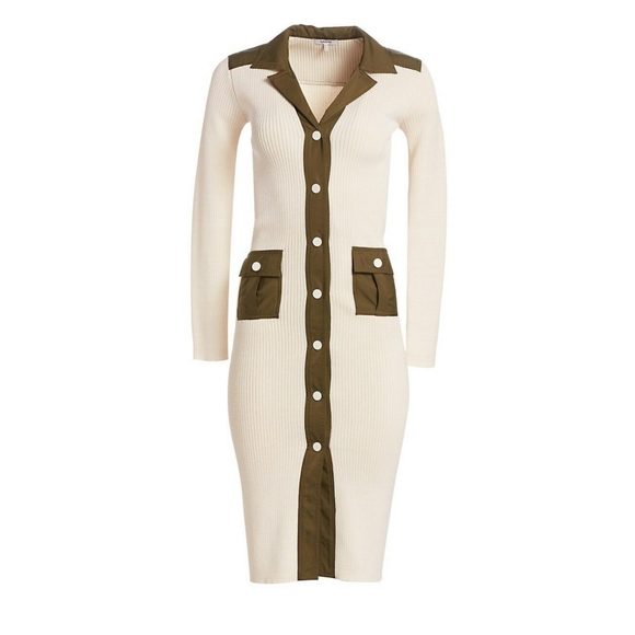 GANNI Paradise Redwood Tech Knit Bodycon Cardigan Dress - Picture 5 of 11